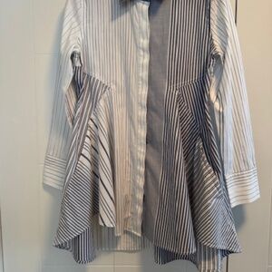 Donna Karan NY Shirt Style A-Line Tunic - Blue - Size M
